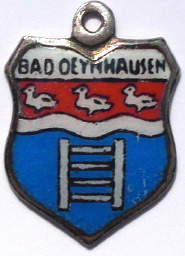 BAD OEYNHAUSEN, Germany - Vintage Silver Enamel Travel Shield Charm